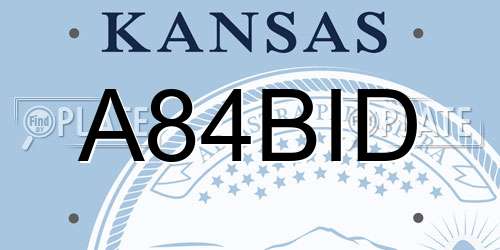 A84BID Kansas License Plate