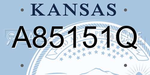 A85151Q Kansas License Plate