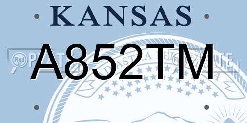 A852TM Kansas License Plate