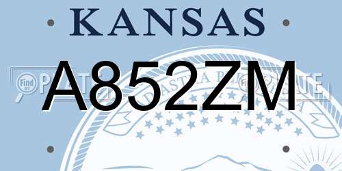 A852ZM Kansas License Plate