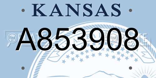 A853908 Kansas License Plate