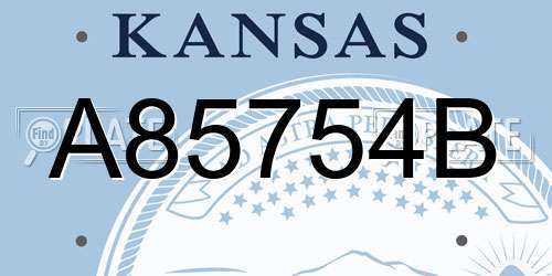 A85754B Kansas License Plate
