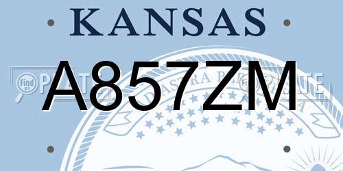 A857ZM Kansas License Plate