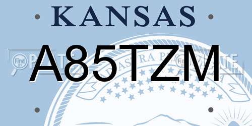 A85TZM Kansas License Plate