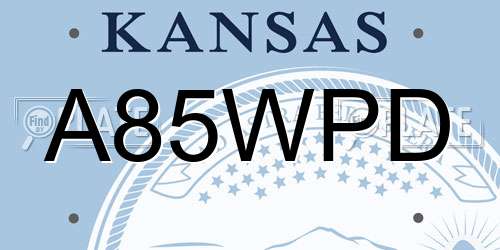 A85WPD Kansas License Plate