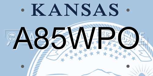 A85WPO Kansas License Plate