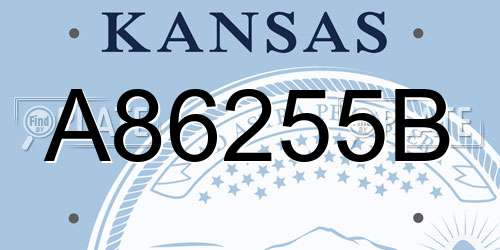 A86255B Kansas License Plate