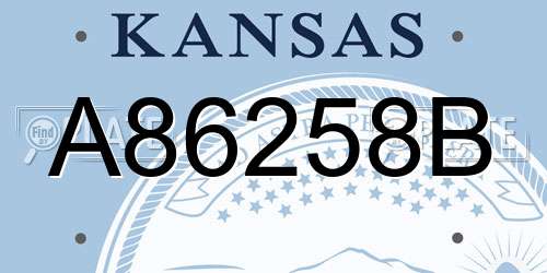 A86258B Kansas License Plate