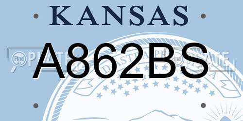 A862BS Kansas License Plate
