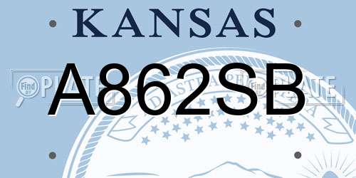 A862SB Kansas License Plate