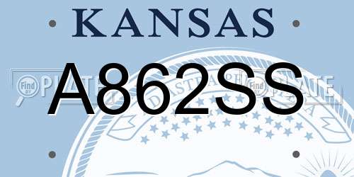 A862SS Kansas License Plate