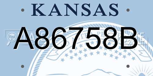 A86758B Kansas License Plate