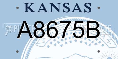 A8675B Kansas License Plate