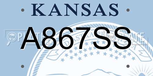 A867SS Kansas License Plate