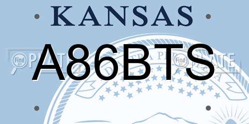 A86BTS Kansas License Plate