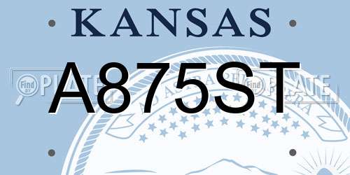 A875ST Kansas License Plate