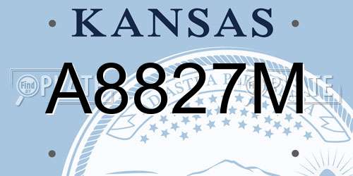 A8827M Kansas License Plate