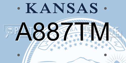 A887TM Kansas License Plate