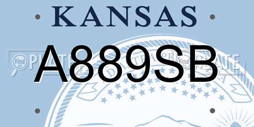 A889SB Kansas License Plate