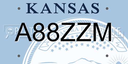 A88ZZM Kansas License Plate