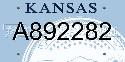 A892282 Kansas License Plate