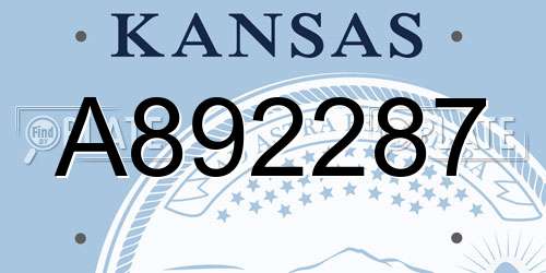 A892287 Kansas License Plate