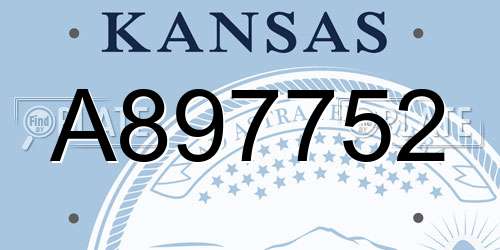 A897752 Kansas License Plate