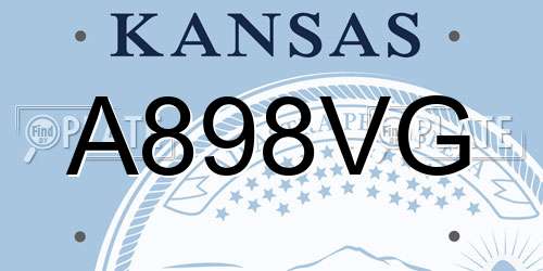 A898VG Kansas License Plate