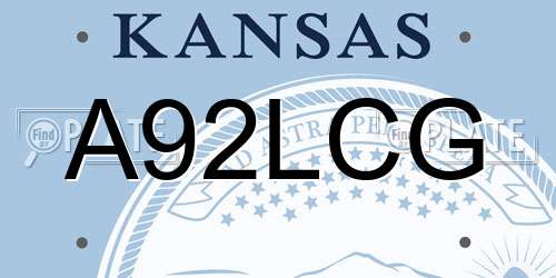A92LCG Kansas License Plate