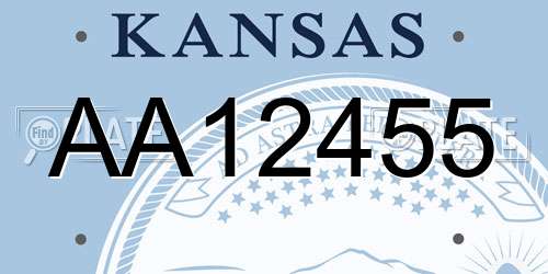 AA12455 Kansas License Plate