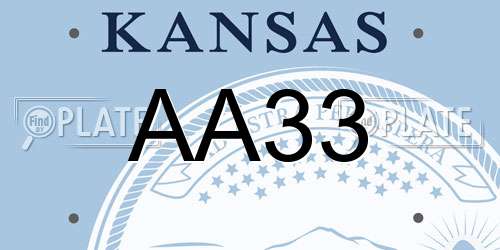 AA33 Kansas License Plate
