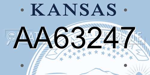 AA63247 Kansas License Plate