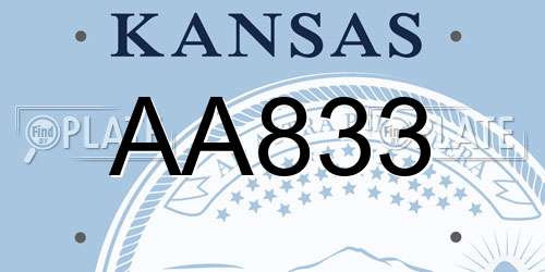 AA833 Kansas License Plate