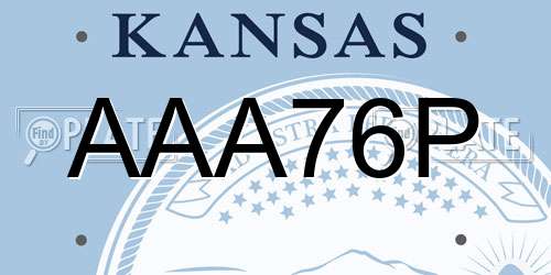 AAA76P Kansas License Plate