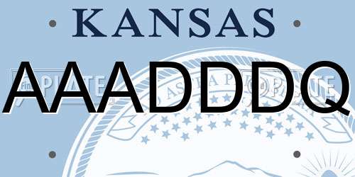AAADDDQ Kansas License Plate