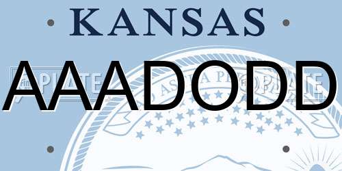 AAADODD Kansas License Plate