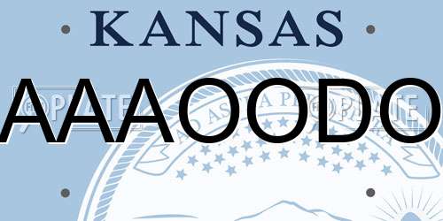 AAAOODO Kansas License Plate