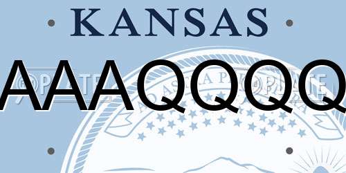 AAAQQQQ Kansas License Plate