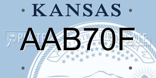 AAB70F Kansas License Plate