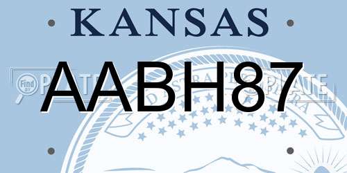 AABH87 Kansas License Plate