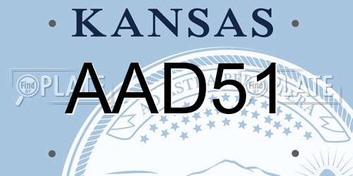 AAD51 Kansas License Plate