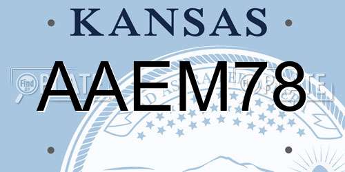 AAEM78 Kansas License Plate