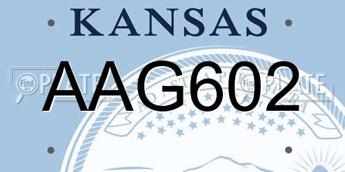 AAG602 Kansas License Plate