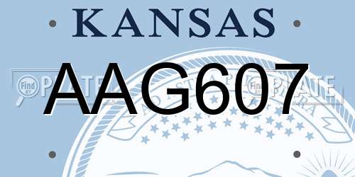 AAG607 Kansas License Plate
