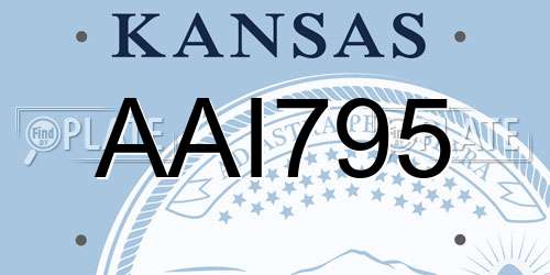 AAI795 Kansas License Plate
