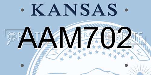 AAM702 Kansas License Plate