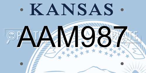 AAM987 Kansas License Plate