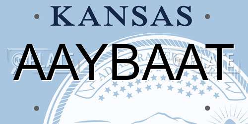 AAYBAAT Kansas License Plate