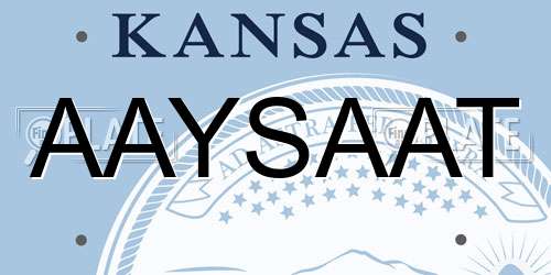 AAYSAAT Kansas License Plate