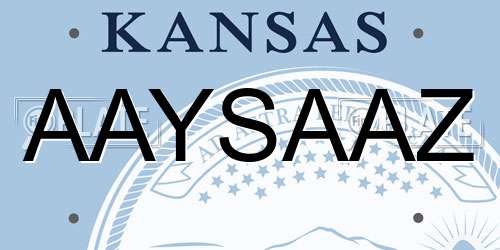 AAYSAAZ Kansas License Plate